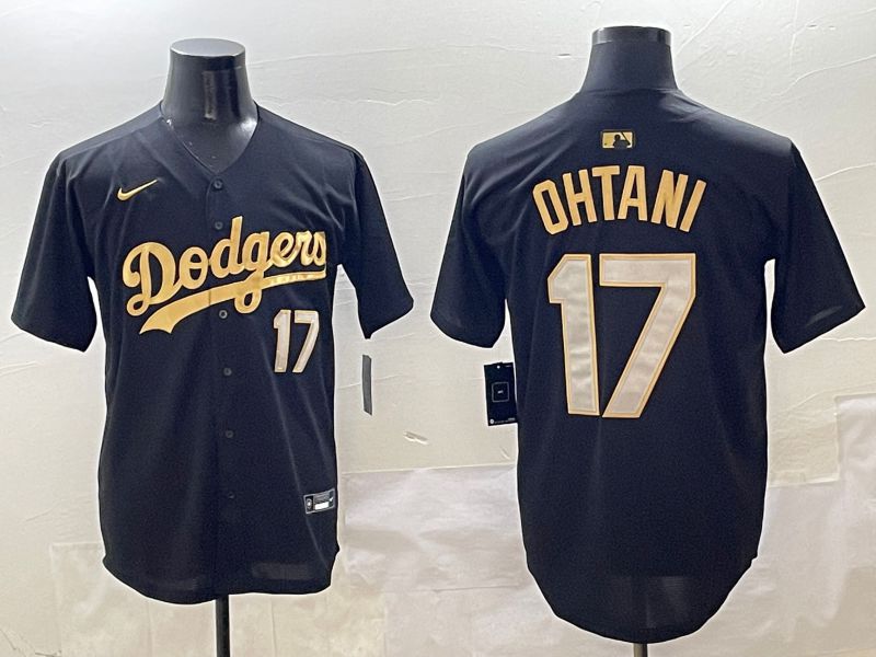 Men Los Angeles Dodgers #17 Ohtani Black Gold Nike 2025 MLB Jersey style 4241